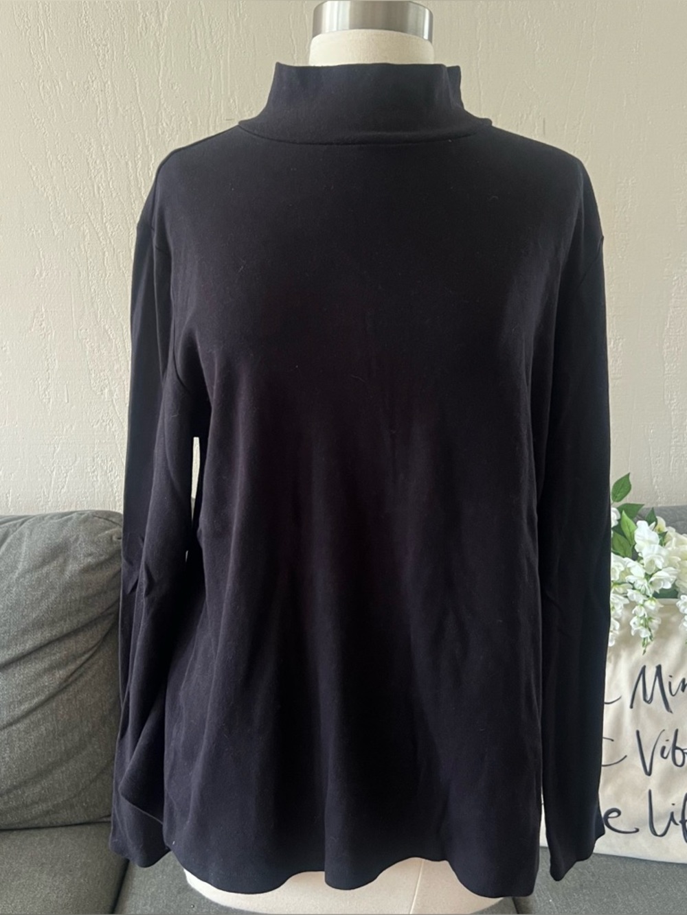 Black Croft & Barrow Mock Neck  Top